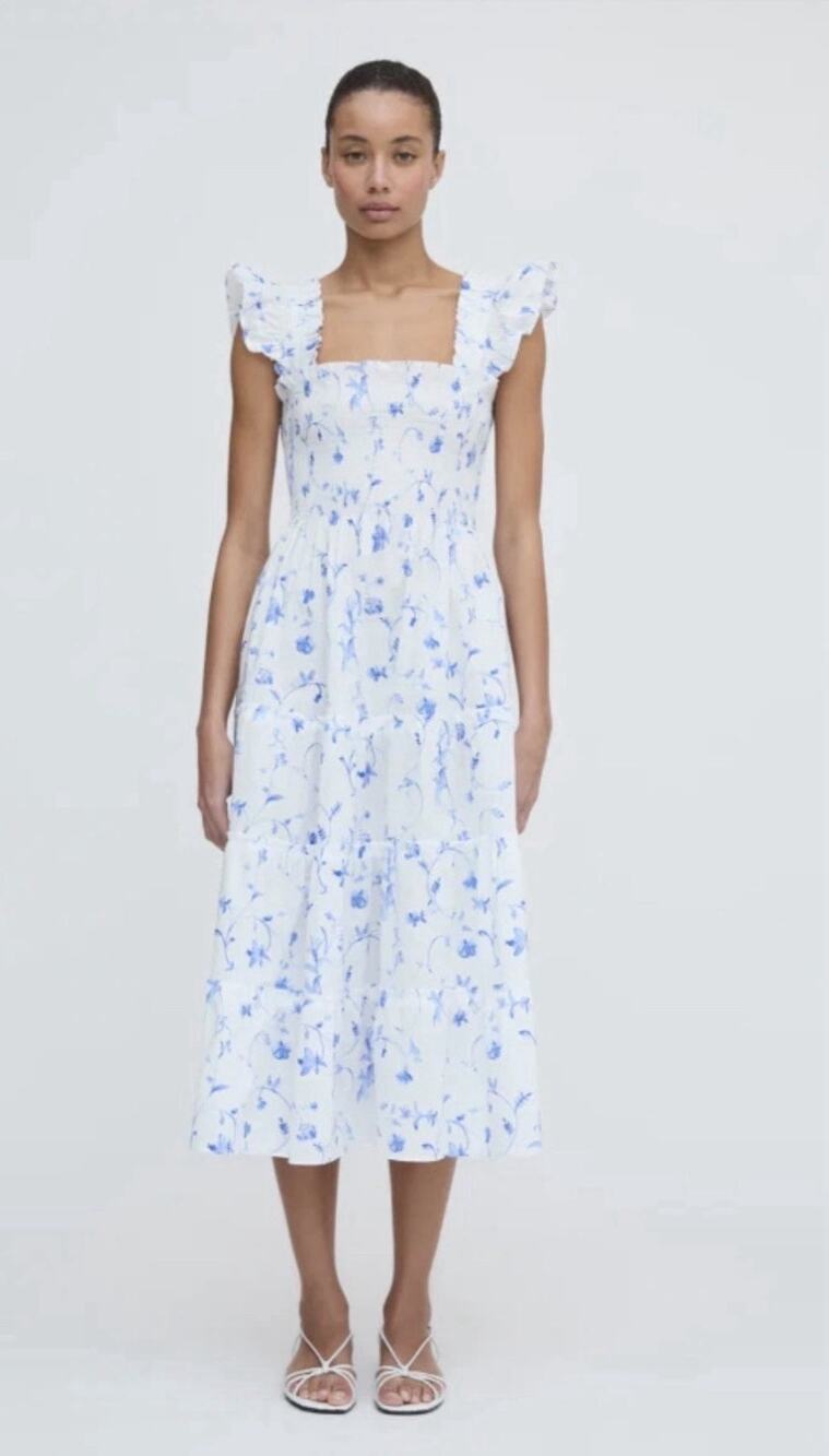 Hill House Ellie Nap dress blue and white floral XS